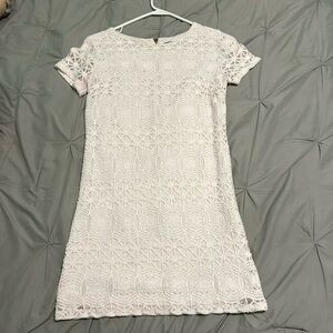 Lulus White Geometric Short Sleeve Mini Dress